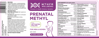 MTHFR Wellbeing Prenatal Methyl Ingredients