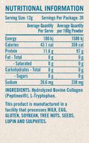 Pure Grass Fed Collagen Peptides Nutritional Information