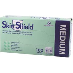 Skin Shield Latex Gloves Powder Free Medium x 100 Pack