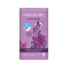 Natracare Maxi Pads Super w Organic Cotton Cover x 12 Pack
