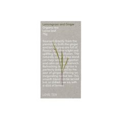 Love Tea Organic Lemongrass and Ginger 75g