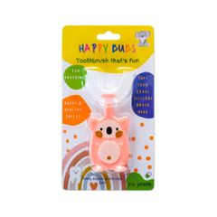 Happy Bubs Toothbrush Silicon U Shape Bear Pink