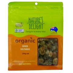 Natures Delight Organic Dried Sultanas 250g