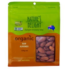 Natures Delight Organic Raw Almonds 325g