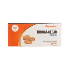 Pretorius Throat Clear Lozenges | Menthol 20 Pack