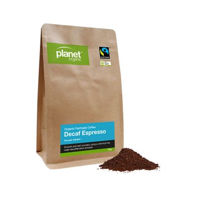 Planet Organic Coffee Espresso Decaf Plunger Ground 250g