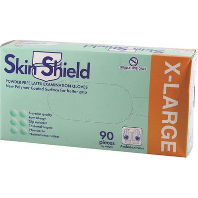 Skin Shield Latex Gloves Powder Free X Large x 90 Pack