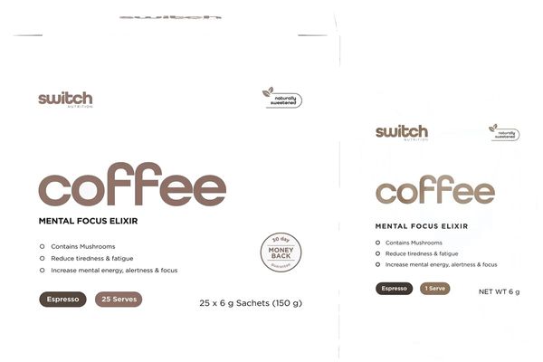 Switch Coffee Mental Focus Elixir | Espresso Sweetened 25 Pack