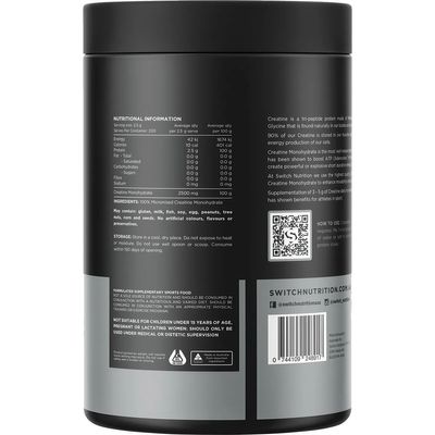 Switch Creatine 100% Pure Micronized Monohydrate | Unflavoured 500g Ingredients