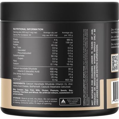 Switch Zinc + Vitamin C Ingredients