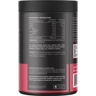 Switch Creatine Monohydrate Red Raspberry Ingredients