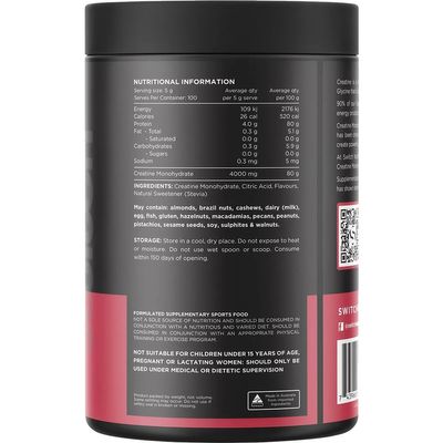 Switch Creatine Monohydrate Refreshing Lime Ingredients