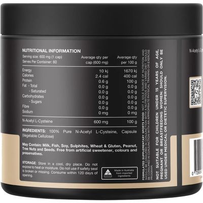 Switch NAC 100% N-Acetyl L-Cysteine Capsules Ingredients