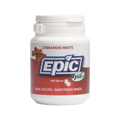 Epic Xylitol Dental Mints Cinnamon 180pc Tub