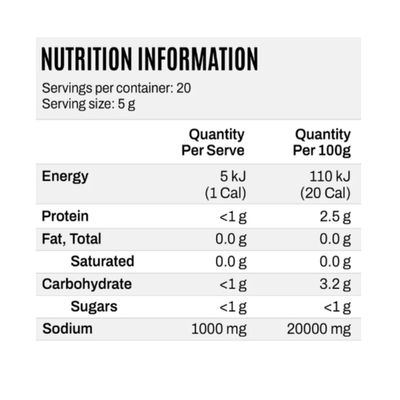 ATP Science Performance Hydration Electrolyte Mix | Lemon Lime Nutritional Information