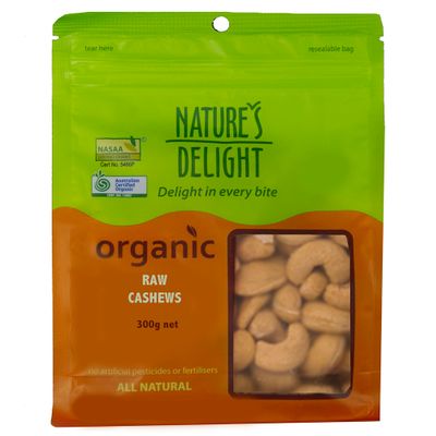 Natures Delight Organic Raw Cashews 300g