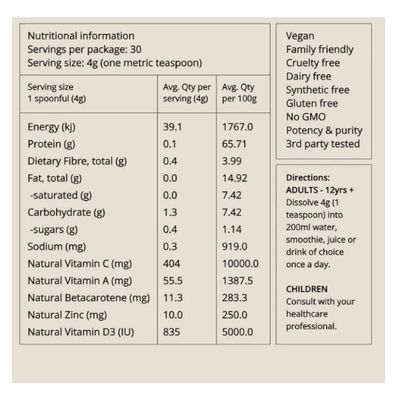 Bush Tucker Blends True Blue Immunity Nutritional Information