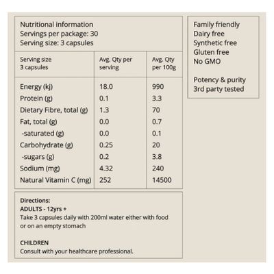 Bush Tucker Blends Wild Harvested Kakadu Plum Nutritional Information