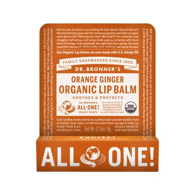Dr. Bronner's Organic Lip Balm Orange Ginger 4g