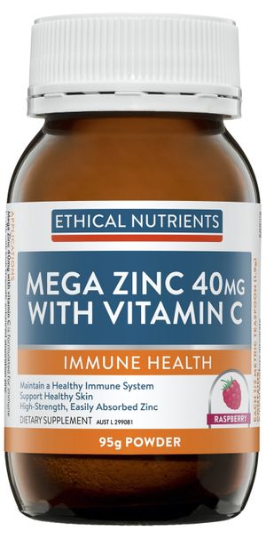 Ethical Nutrients Mega Zinc 40mg Raspberry Powder