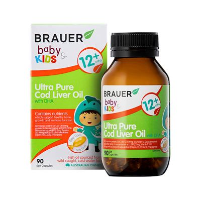 Brauer Baby and Kids Ultra Pure Cod Liver Oil with DHA 90c
