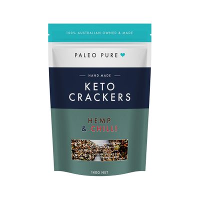 Paleo Pure Keto Crackers Hemp and Chilli 140g
