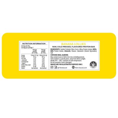 Fibre Boost Protein Bar | Banana Lollies Nutritional Information