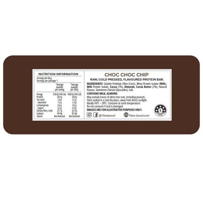 Fibre Boost Protein Bar | Choc Choc Chip Nutritional Information