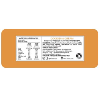 Fibre Boost Protein Bar | Cookies & Cream Nutritional Information