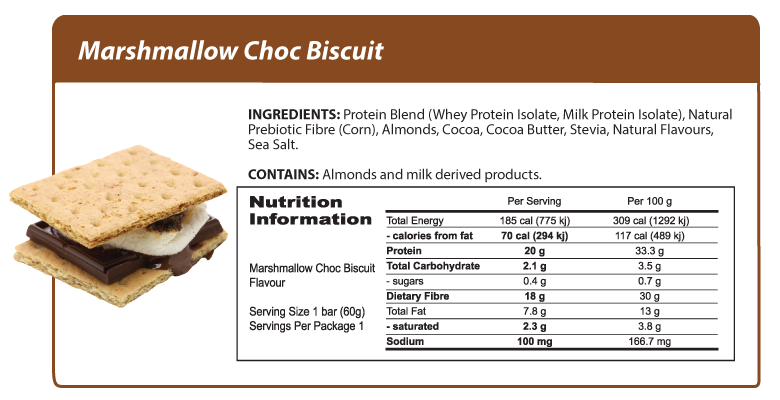 Smart Protein Bar - Marshmallow Choc Biscuit ingredients