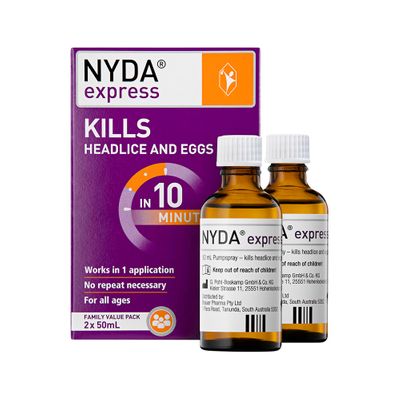 Brauer Nyda Express (kills headlice eggs) Fam Val 50ml x2Pk