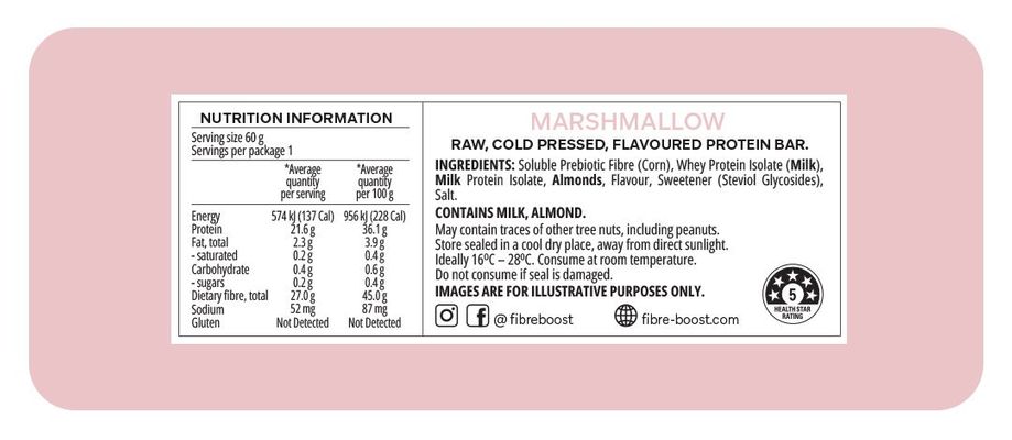 Fibre Boost Protein Bar | Marshmallow ingredients