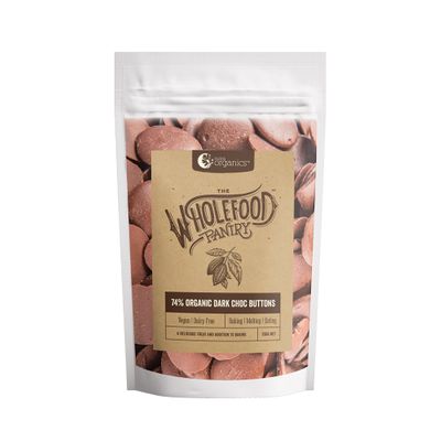 Nutra Org Wholefood Pantry Choc Buttons Dark 250g