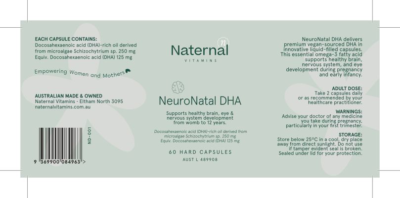Naternal NeuroNatal DHA Label