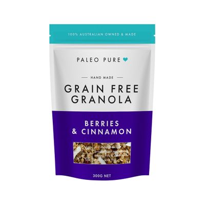 Paleo Pure Org Grain Free Granola Berries Cinnamon 300g