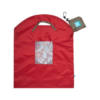 Onya Reusable Shopping Bag Red Dark Leaves Large