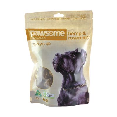 Pawsome Org Pet Treats Hemp & Rosemary 200g