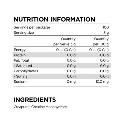 PRANA ON Creatine Monohydrate Nutritional Information