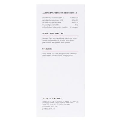 Perdays HERbiotic & Vitamin D Ingredients