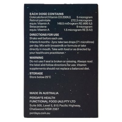 Perdays Nova Strong Start | Vitamin A + D3 Ingredients