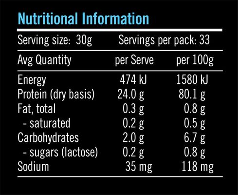 ProMatrix Wild Whey 1kg - WPI Vanilla Bean ingredients