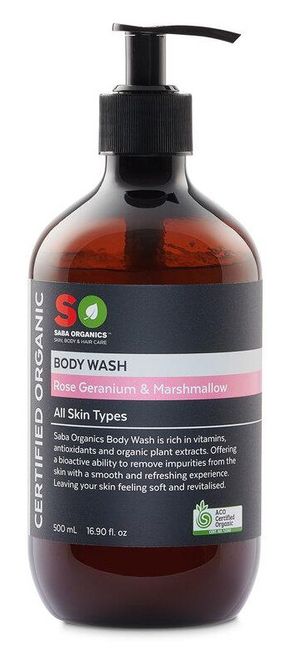 Saba Organics Body Wash Rose Geranium & Marshmallow