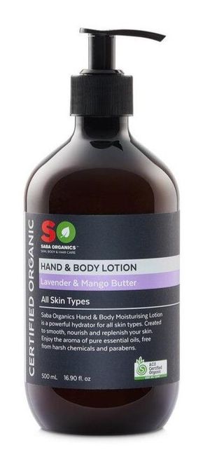 Saba Organics Hand & Body Lotion Lavender & Mango Butter