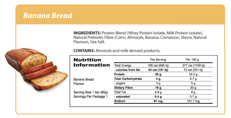 Smart Protein Bar - Banana Bread ingredients