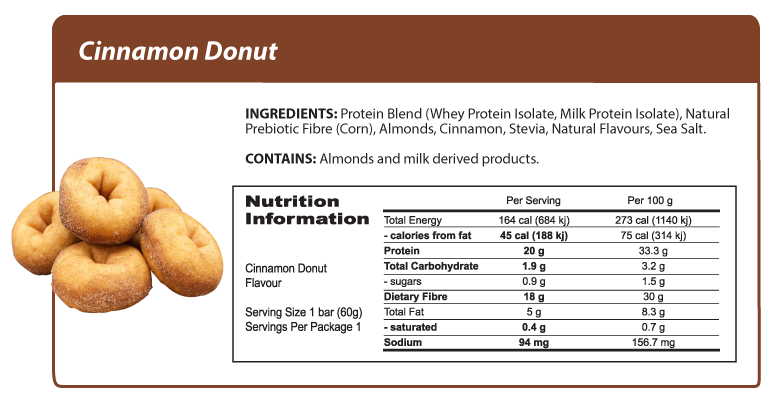 Smart Protein Bar - Cinnamon Donut ingredients