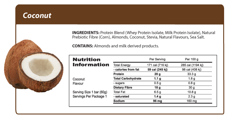 Smart Protein Bar Coconut ingredients