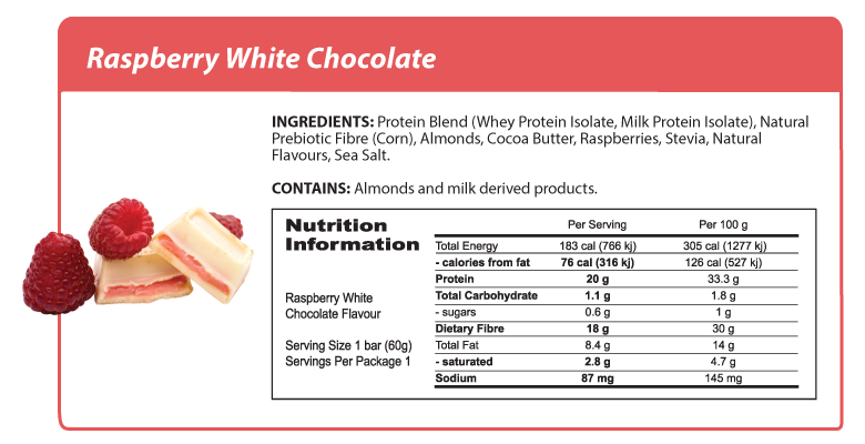 Smart Protein Bar - Raspberry White Chocolate ingredients