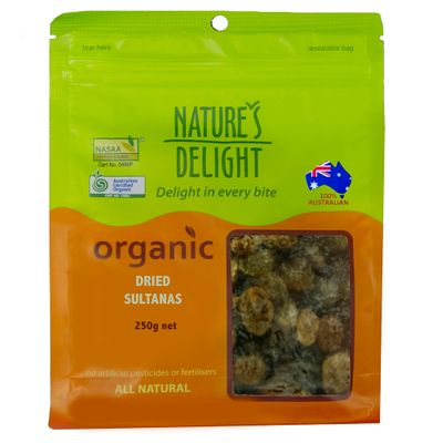 Natures Delight Organic Dried Sultanas 250g