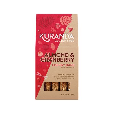 Kuranda Gluten Free Energy Bars Almond Cranberry 35g x 5 Pk