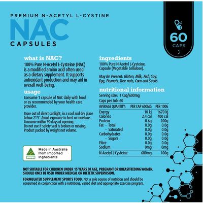 White Wolf NAC Capsules Nutritional Information